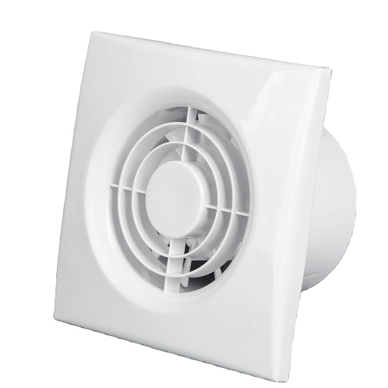 Ventilador de ventilação ultra silencioso de banheiro branco de 4 polegadas de 100 mm com LED Light Ventilador de escape de plástico montado na parede Ventilador de extração de ar